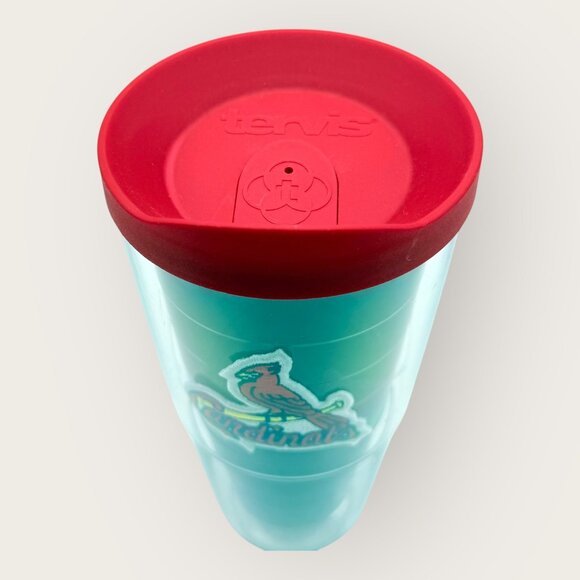 St. Louis Cardinals Tervis Tumbler 24 Oz Clear Plastic With Red Lid - Picture 2 of 3